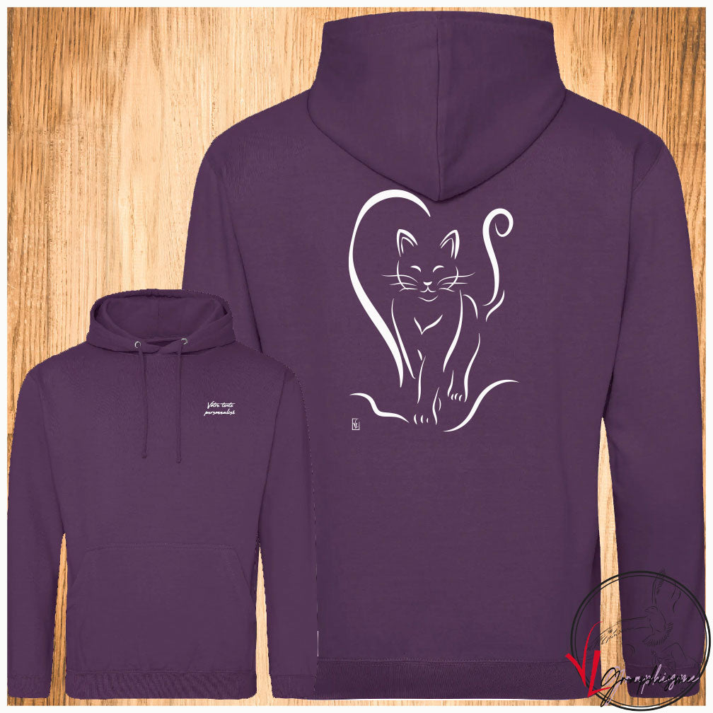 Chat moitié Coeur Sweat-shirt personnalisé Création VLGraphisme Virginie Linard ©