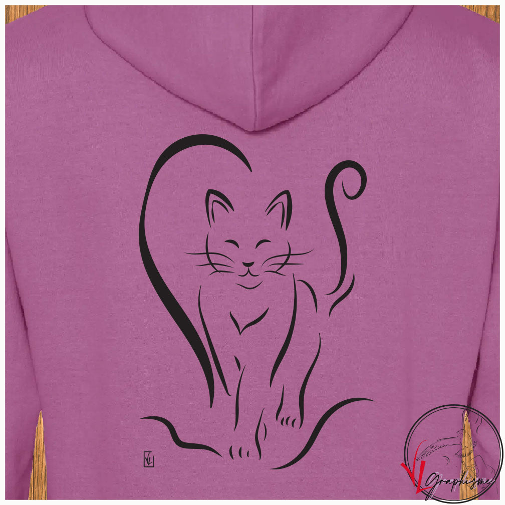 Chat moitié Coeur Sweat-shirt personnalisé Création VLGraphisme Virginie Linard ©