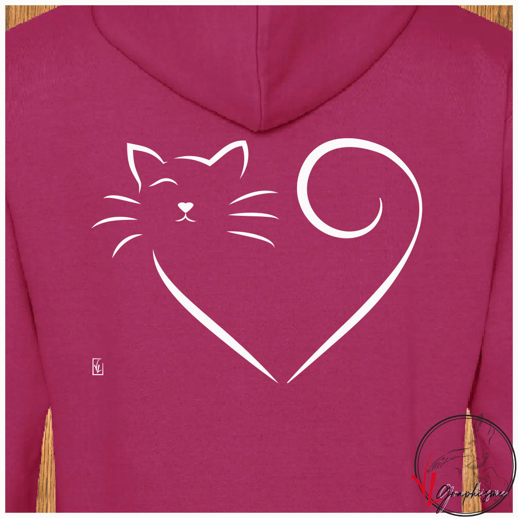 Chat queue coeur Sweat Shirt personnalisé Création VLGraphisme Virginie Linard ©