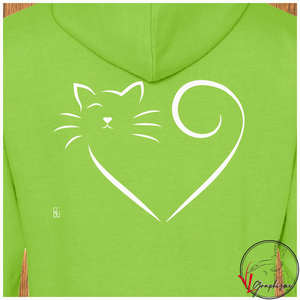 Chat queue coeur Sweat Shirt personnalisé Création VLGraphisme Virginie Linard ©