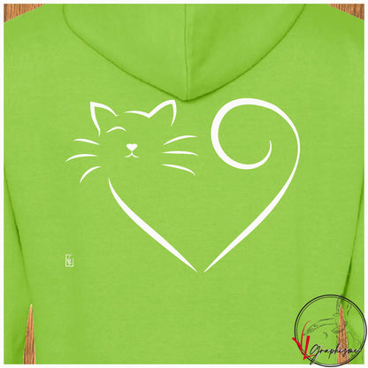 Chat queue coeur Sweat Shirt personnalisé Création VLGraphisme Virginie Linard ©