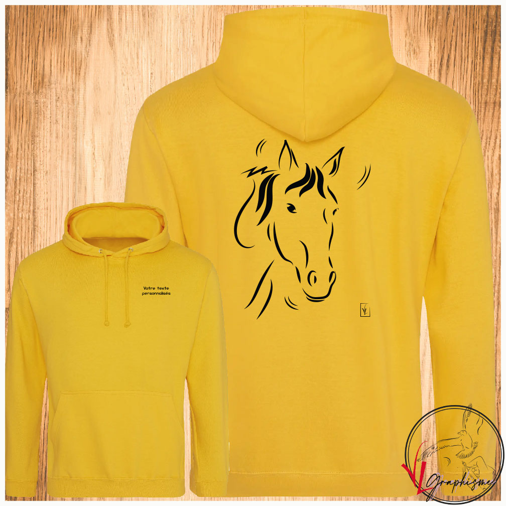 Cheval regard - Sweat-shirt jaune personnalisé - Création VLGraphisme Virginie Linard ©