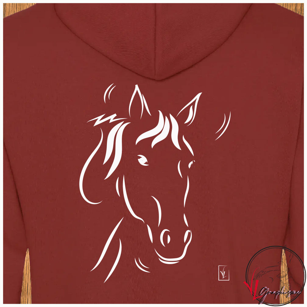 Cheval regard - Sweat-shirt marron personnalisé - Création VLGraphisme Virginie Linard ©