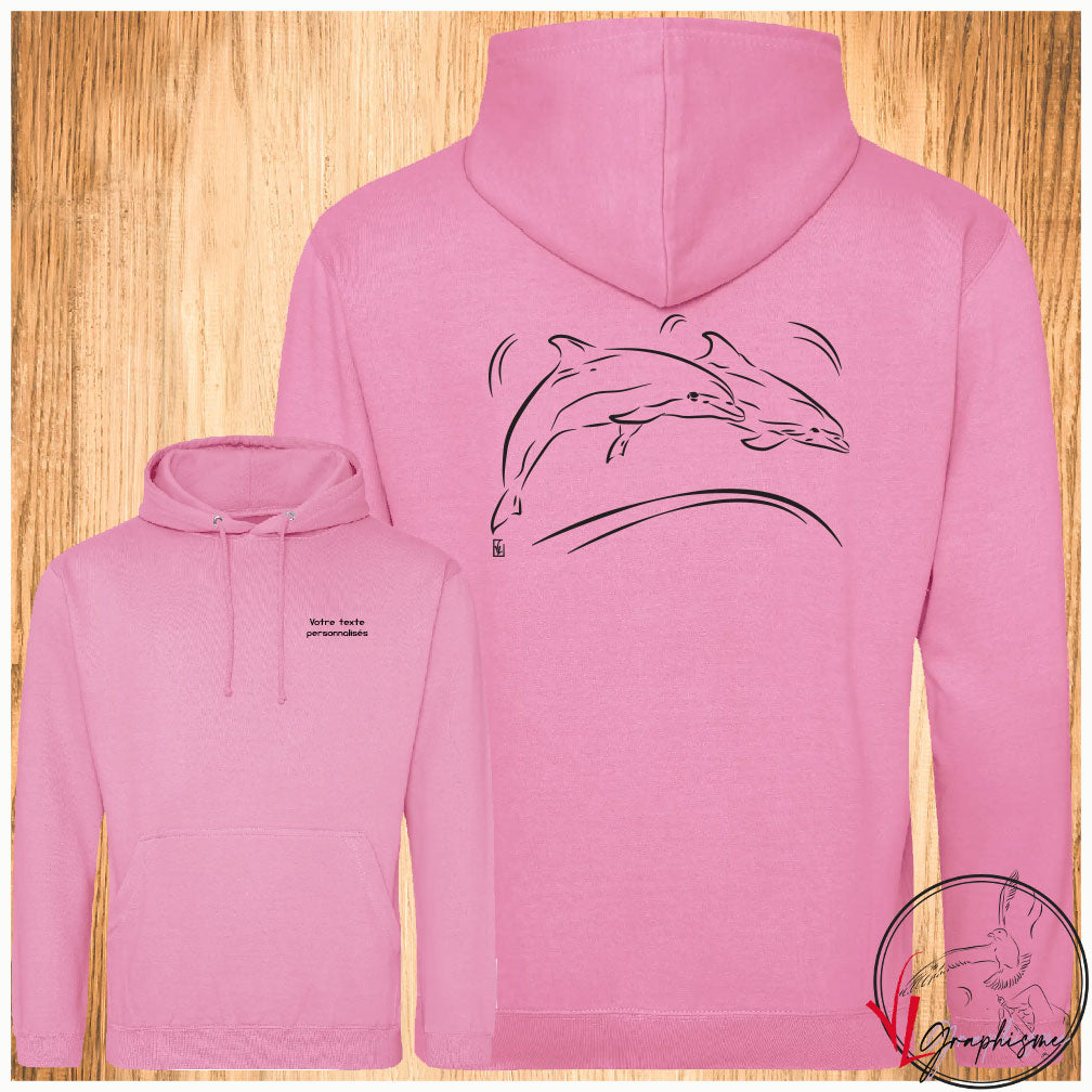 Dauphins Sweat-shirt rose personnalisé Création VLGraphisme Virginie Linard ©