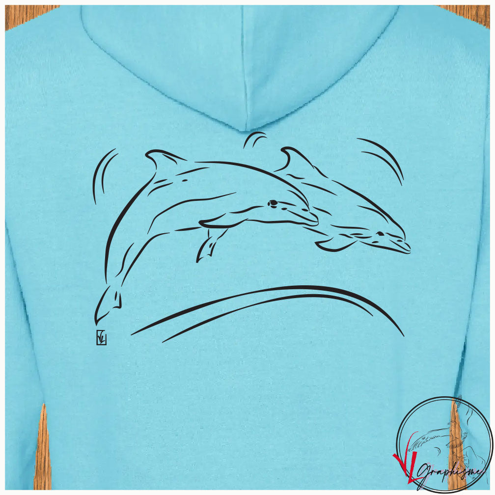 Dauphins Sweat-shirt bleu personnalisé Création VLGraphisme Virginie Linard ©