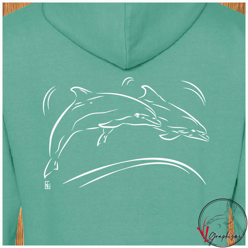 Dauphins Sweat-shirt vert personnalisé Création VLGraphisme Virginie Linard ©