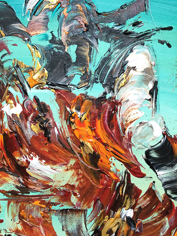 Jumping horse riding - painting on canvas 38x46cm
