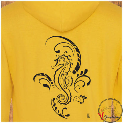 Hippocampe algues Mer Sweat-shirt jaune personnalisé Création VLGraphisme Virginie Linard ©