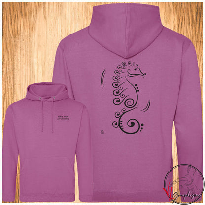 Hippocampe Océan Mer Sweat-shirt mauve personnalisé Création VLGraphisme Virginie Linard ©