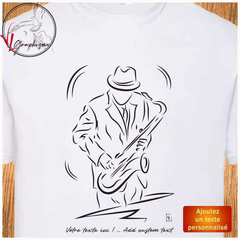 Musique Sweat Saxophone Jazz couleur blanc à personnaliser Graphisme Virginie Linard ©