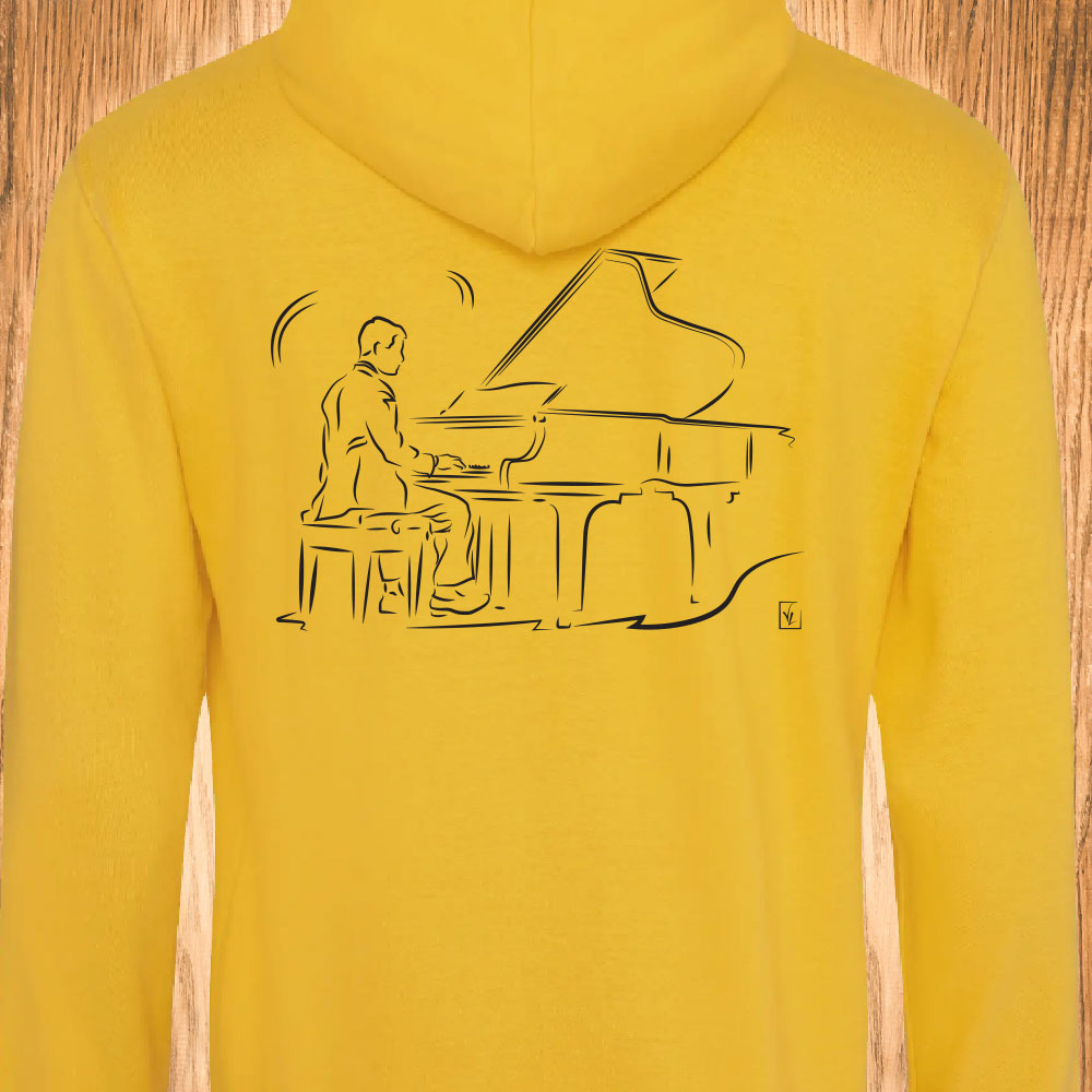 Piano Musique Pianiste Musicien Sweat-shirt jaune personnalisé Création VLGraphisme Virginie Linard ©
