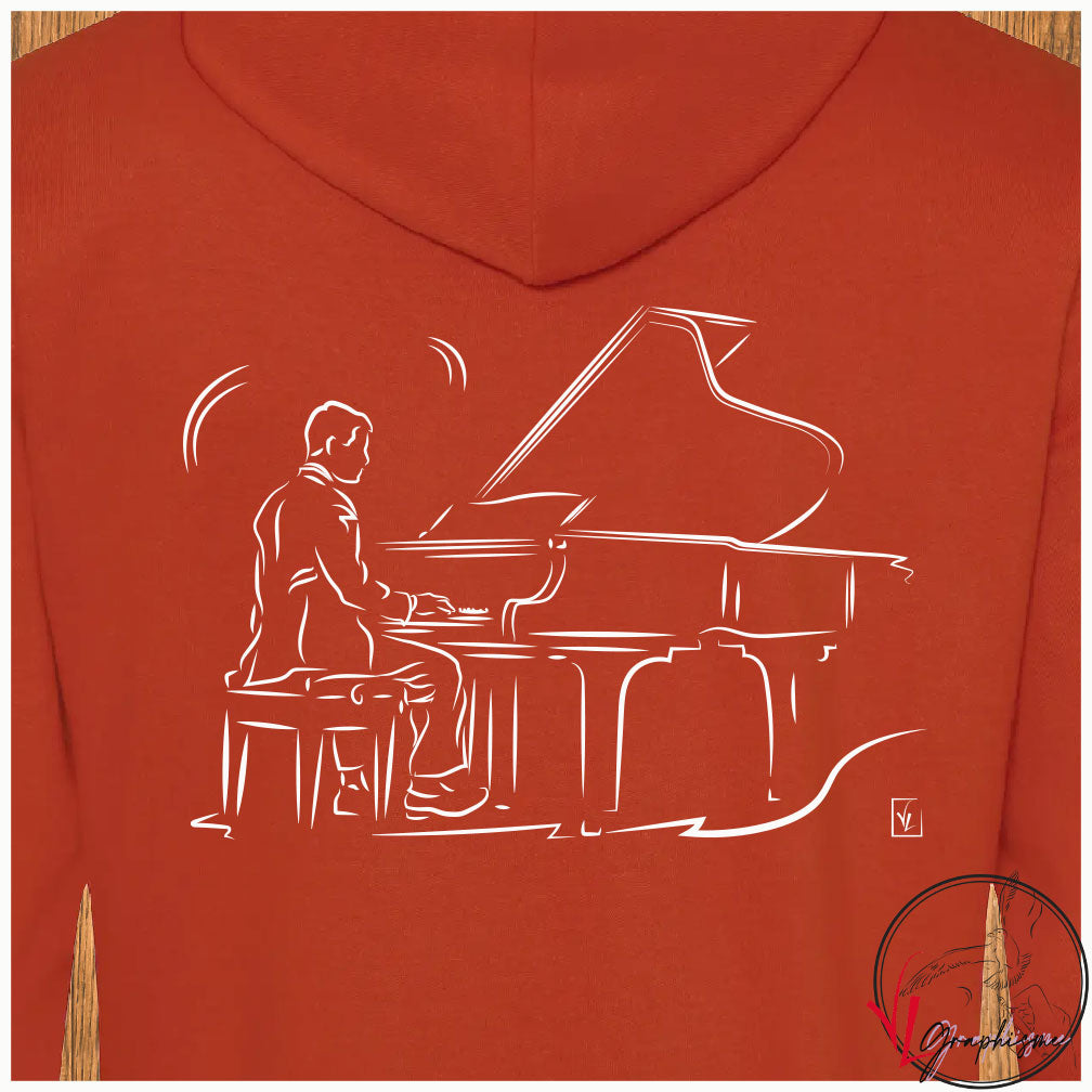 Piano Musique Pianiste Musicien Sweat-shirt orange personnalisé Création VLGraphisme Virginie Linard ©