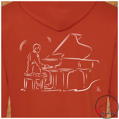 Piano Musique Pianiste Musicien Sweat-shirt orange personnalisé Création VLGraphisme Virginie Linard ©