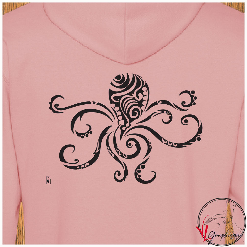 Pieuvre Sweat-shirt rose personnalisé Création VLGraphisme Virginie Linard ©