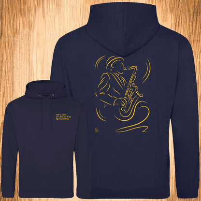 Saxophone Saxophoniste Musique Musicien Sweat shirt bleu personnalisé Création VLGraphisme Virginie Linard ©