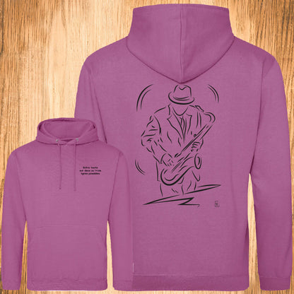 Saxophone Musicien Saxophoniste Musique Sweat shirt mauve personnalisé Création VLGraphisme Virginie-Linard-©