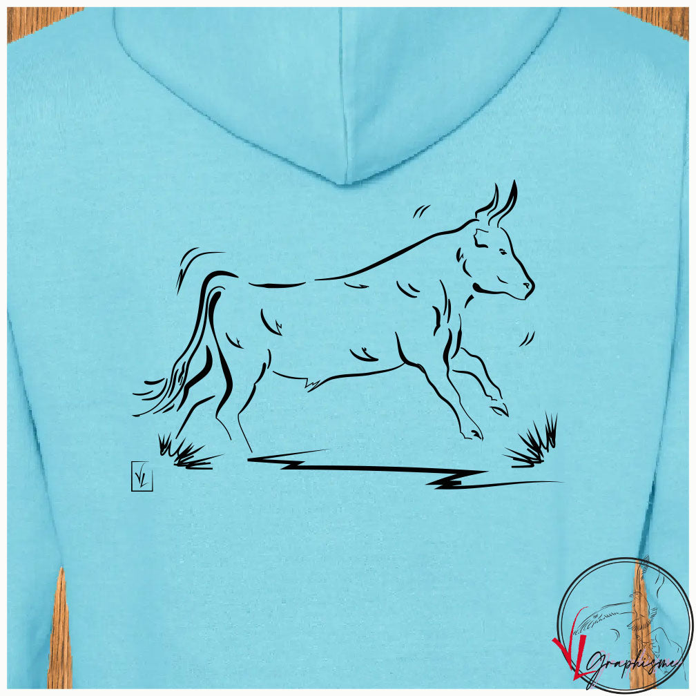 Taureau Vachette dans l'herbe Sweat-shirt personnalisé Création VLGraphisme Virginie Linard ©