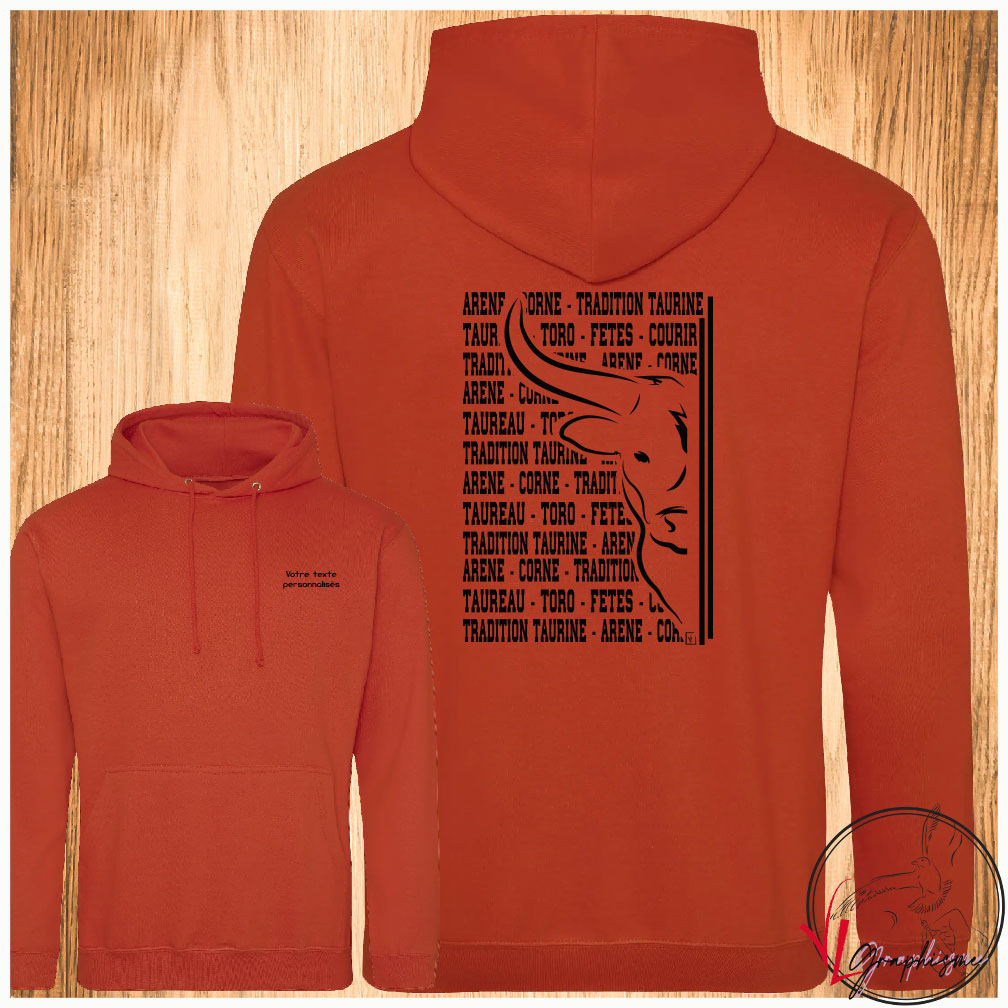 Taureau Corne Texte Tradition Taurine Sweat-shirt personnalisé Création VLGraphisme Virginie Linard ©