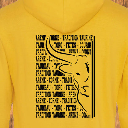 Taureau Corne Texte Tradition Taurine Sweat-shirt personnalisé Création VLGraphisme Virginie Linard ©