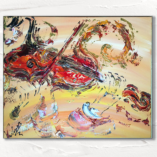 Peinture sur toile , violonniste, tableau d'un violon format 55x46cm