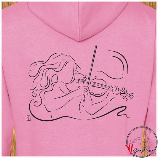 Violoniste Musicienne Violon Musique Sweat shirt rose personnalisé Création VLGraphisme Virginie-Linard-©