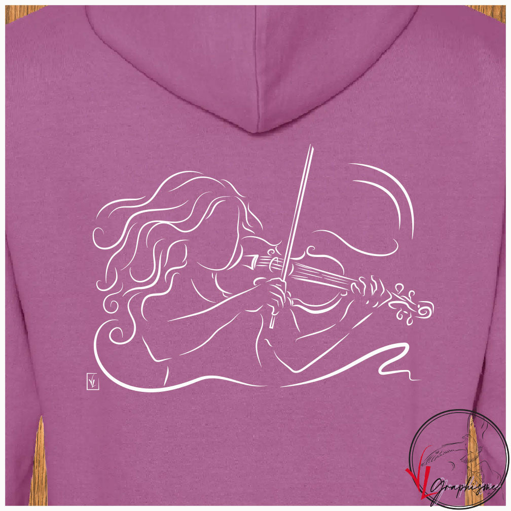 Violoniste Musicienne Violon Musique Sweat shirt mauve personnalisé Création VLGraphisme Virginie-Linard-©