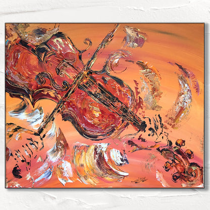 Le violon - Peinture sur toile de 55x46cm offre une expérience artistique unique qui saura chaque fois séduire votre regard. La toile est peinte à la main et montre un violonniste en plein jeu. Pour une qualité remarquable et une décoration unique en son genre, optez pour l'interprétation artistique de ce violoniste !
