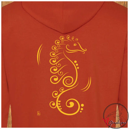 Hippocampe Océan Mer Sweat-shirt orange personnalisé Création VLGraphisme Virginie Linard ©