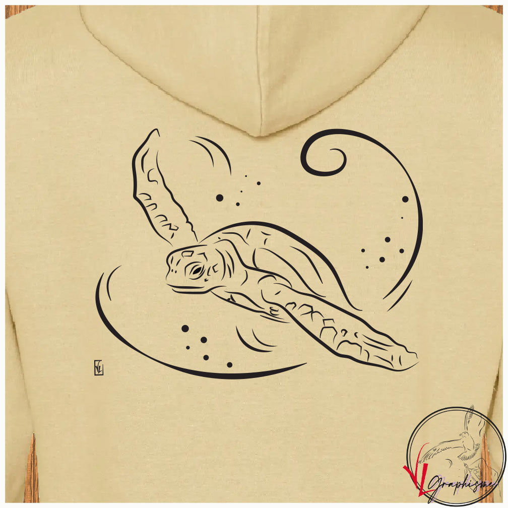 Tortue Sweat-shirt beige personnalisé Création VLGraphisme Virginie Linard ©